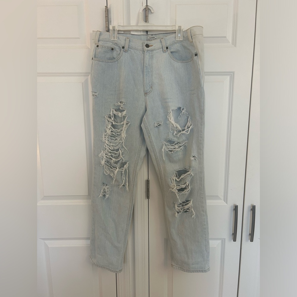 LL Bean Distressed Light Wash Denim Jeans